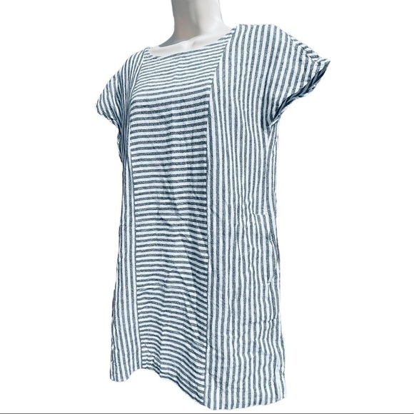 Mini Dress MADEWELL Stripe-Play Button-Back Tee Linen xsmall style g5305 - Picture 6 of 13